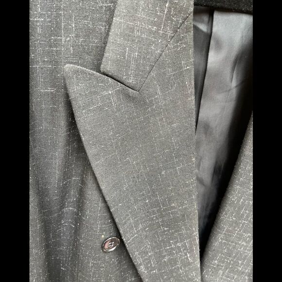 Gino Corelli black/white specs 2 piece pant suit, double breasted jacket, 42L - Picture 7 of 15